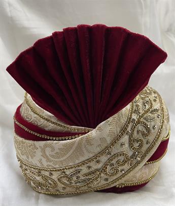 Maroon Foil Male Turban 