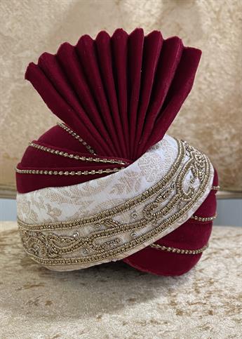 Maroon Foil Male Turban 